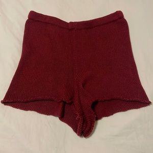 Arnhem Clothing High Waist Knit Shorts - Burgundy